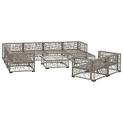 Avis Maison Chic Salon de jardin 10 pcs + coussins - Mobilier/Meubles de jardin - Table et chaises d'extérieur Résine tressée Gris -MN63341