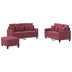 vidaXL Ensemble de canapés 3 pcs avec coussins Rouge bordeaux Tissu