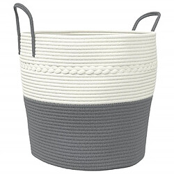 vidaXL Panier de rangement gris et blanc Ø43x38 cm coton