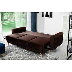 VENESETTI Canapé 3 places convertible - en tissu de qualité marron, ASVENA VELOURS