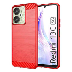 Htdmobiles Coque pour Xiaomi Redmi 13C / Poco C65 / Poco M6 5G - housse etui silicone gel carbone + verre trempe - ROUGE