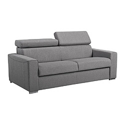 Avis Vente-Unique Canapé 3 places convertible express en tissu gris - Couchage 140 cm - Matelas 18 cm VIZIR