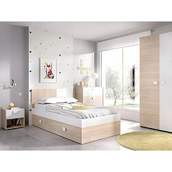 Vente-Unique Chambre complète enfant lit gigogne 90 x 190 cm - 3 produits - Coloris : Chêne et blanc - SONIA