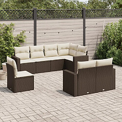 Maison Chic Ensemble Tables et chaises d'extérieur 8 pcs avec coussins,Salon de jardin marron résine tressée -GKD360785