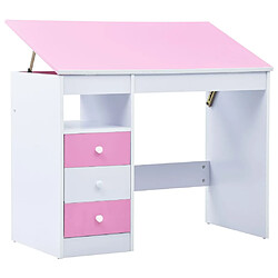 Helloshop26 Bureau table poste de travail meuble d'ordinateur informatique étude pour enfants Inclinable Rose et rose 02_0023933