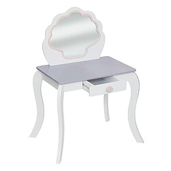 Pegane Ensemble de coiffeuse et tabouret enfant en bois coloris blanc