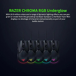 Avis Universal Mini câble souris 61G léger 8500dpi PAW3359 capteur optique chromaticité RGB gaming mouse câble souris(Le noir)