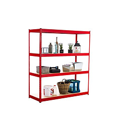 Decoshop26 Etagère galvanisée pour charges lourdes en métal 4 niveaux rouge 160x60x180cm ETA10074