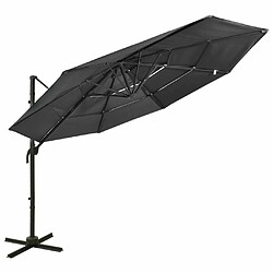 Maison Chic Parasol Jardin | Parasol à 4 niveaux avec mat en aluminium Anthracite 3x3 m - GKD81531