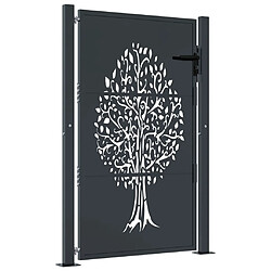 vidaXL Portail de jardin anthracite 105x130cm acier conception d'arbre