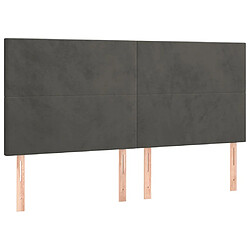 Avis vidaXL Tête de lit à LED Gris foncé 200x5x118/128 cm Velours