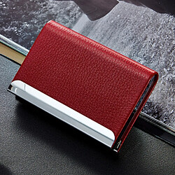 Wewoo Porte-cartes rouge 2 PCS Lichi texture de visite Carte de crédit ID Case Holder