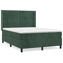 vidaXL Sommier à lattes de lit et matelas Vert foncé 140x190cm Velours