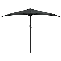 Helloshop26 Parasol de balcon et mât en aluminium anthracite 300 x 150cm demi 02_0008311