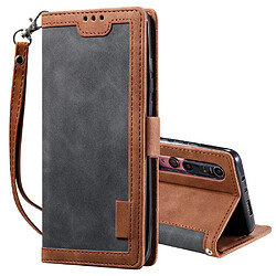 Etui en PU style d'épissage vintage unique avec support gris pour votre Xiaomi Mi 10