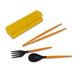 Totalcadeau Couverts pique-nique baguettes cuillère et fourchette orange