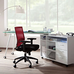 Hjh Office Siège de bureau / Fauteuil de direction PORTO BASE, assise tissu / dossier maille noir / rouge pas cher