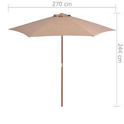 Helloshop26 Parasol avec mât en bois 270 cm taupe 02_0008115 pas cher