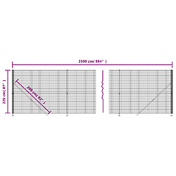 vidaXL Clôture en treillis métallique avec bride vert 2,2x25 m pas cher