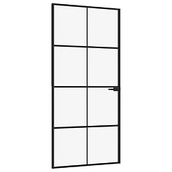 vidaXL Porte d'intérieur Noir 93x201,5 cm Trempé verre aluminium fin