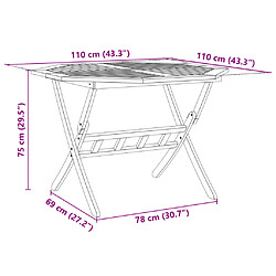 vidaXL Table pliable de jardin Ø110x75 cm bois d'acacia solide pas cher