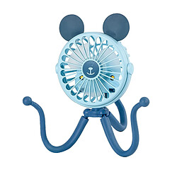 (Bleu C) Mini Ventilateur de Poussette de Dessin Animé Ventilateurs de Siège de Voiture de Lit de Bébé de Bureau Portatif