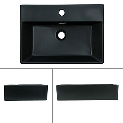 Ecd Germany ML-Design Vasque à poser carré noir mat lavabo céramique salle de bain 510x360mm