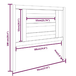 Acheter vidaXL Tête de lit Noir 96x4x100 cm Bois massif de pin