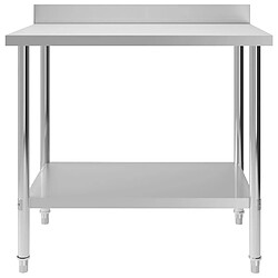 Helloshop26 Table de travail de cuisine avec dosseret 100 x 60 x 93 cm acier inoxydable 02_0001907