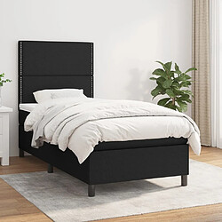 Maison Chic Structures de lit + matelas,Lit à sommier tapissier avec matelas Noir 90x190 cm Tissu -MN36449