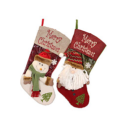 C327 2PCS Chaussettes de décoration de Noël Sac-cadeau Sac de Noël Arbre Cheminée Pendentif Sac de Noël Sac de bonbons pour la fête de Noël