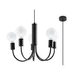 Luminaire Center Suspension Piccolo Acier Noir 5 ampoules 100cm