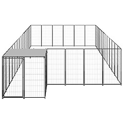 Helloshop26 Chenil extérieur cage enclos parc animaux chien 22,99 m² acier noir 02_0000510