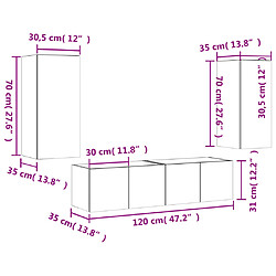 vidaXL Unités murales TV avec LED 4 pcs chêne sonoma bois d'ingénierie pas cher