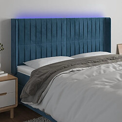 Maison Chic Tête de lit moderne à LED lumineuse pour chambre - Décoration de lit Bleu foncé 163x16x118/128 cm Velours -MN96157