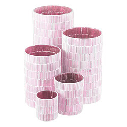 Acheter BigBuy Home Bougeoir Rose Verre Ciment 10 x 10 x 13 cm