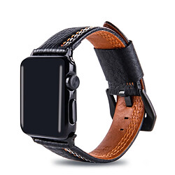 Wewoo Bracelet noir pour Apple Watch Series 3 et 2 & 1 38mm Tiga ligne motif PU bande de montre-bracelet en cuir pas cher