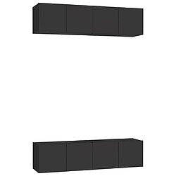 vidaXL Meubles TV 4 pcs Noir 60x30x30 cm Bois d'ingénierie