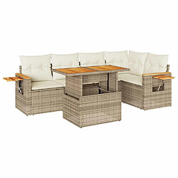 vidaXL Salon de jardin 6 pcs avec coussins beige résine tressée acacia