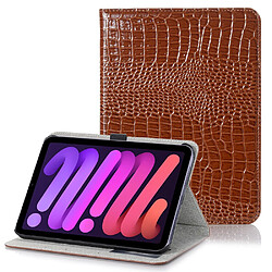 Etui en PU texture crocodile avec support marron pour votre Apple iPad mini (2021)