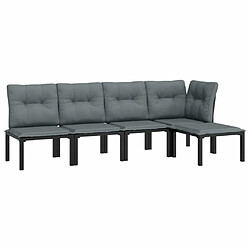 Avis Maison Chic Salon de jardin 5 pcs - Table et chaises d'extérieur - Mobilier/Meubles de jardin Moderne noir et gris résine tressée -MN11597