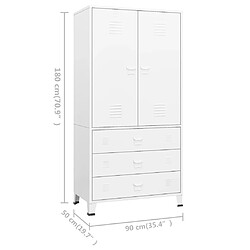 vidaXL Garde-robe Blanc 90x50x180 cm Métal pas cher