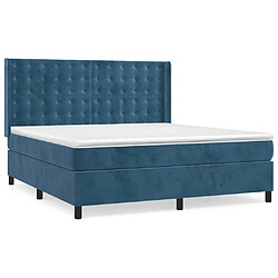 Maison Chic Lit adulte- Lit + matelas,Sommier à lattes de lit et matelas Bleu foncé 180x200cm Velours -GKD71501