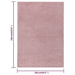 vidaXL Tapis à poils courts 240x340 cm Rose pas cher