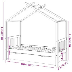 vidaXL Cadre de lit enfant avec tiroir blanc pin massif 80x160 cm pas cher