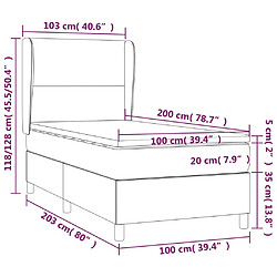 Maison Chic Lit adulte- Lit + matelas + LED,Sommier à lattes de lit matelas et LED Taupe 100x200 cm Tissu -GKD66914 pas cher