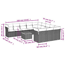 Avis Maison Chic Salon de jardin avec coussins 12 pcs | Ensemble de Table et chaises | Mobilier d'Extérieur beige résine tressée -GKD68191