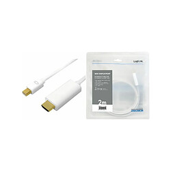 LogiLink Câble Mini DisplayPort - HDMI, 4K, 2,0 m, blanc ()