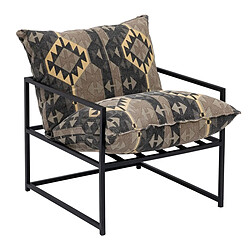 BigBuy Home Fauteuil Noir Taupe 70 x 84 x 86 cm