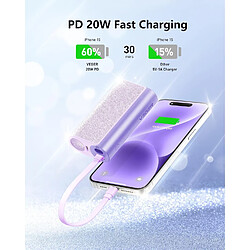 SANAG Power Bank 20 W Pd Petit Mais Puissant, Batterie Externe De 10 000 Mah Avec Câble Apple Bi-Directionnel Intégré Vers Usb C, 1 X Usb-C, Batterie Externe De Téléphone Portable Avec Led Compatible pas cher